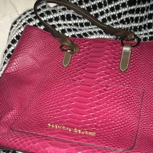 RARE Magenta Dooney & Burke Crocodile Pattern Big Satchel With Pockets